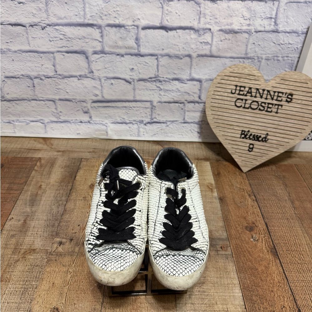 Zadig & Voltaire White Leather Snakeskin Sneakers shoes EU 38 US 7 WOMENS - Picture 11 of 16